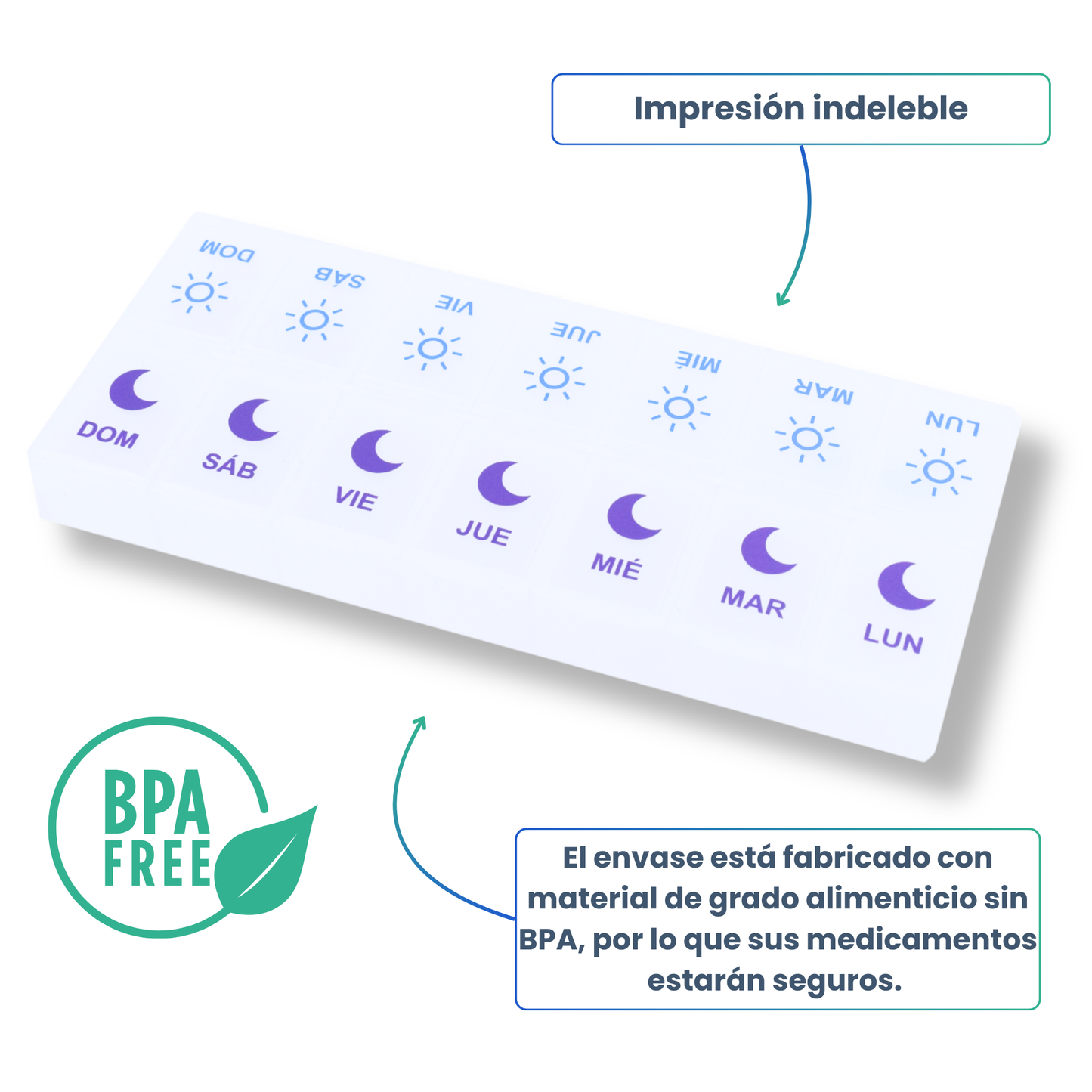 PILULIER SEMAINIER 2 PRISES (Matin/Soir) ESPAGNOL