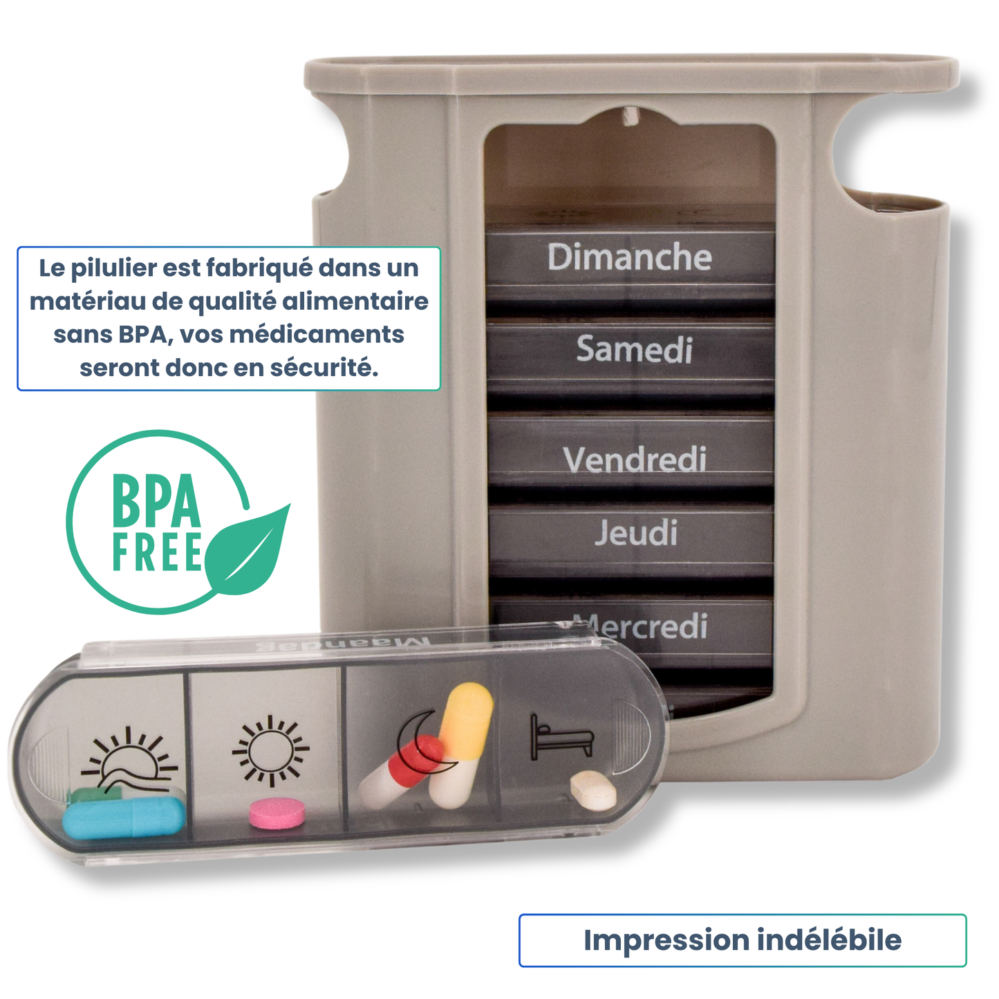 PILULIER SEMAINIER 4 PRISES (TOWER) Français & Néerlandais