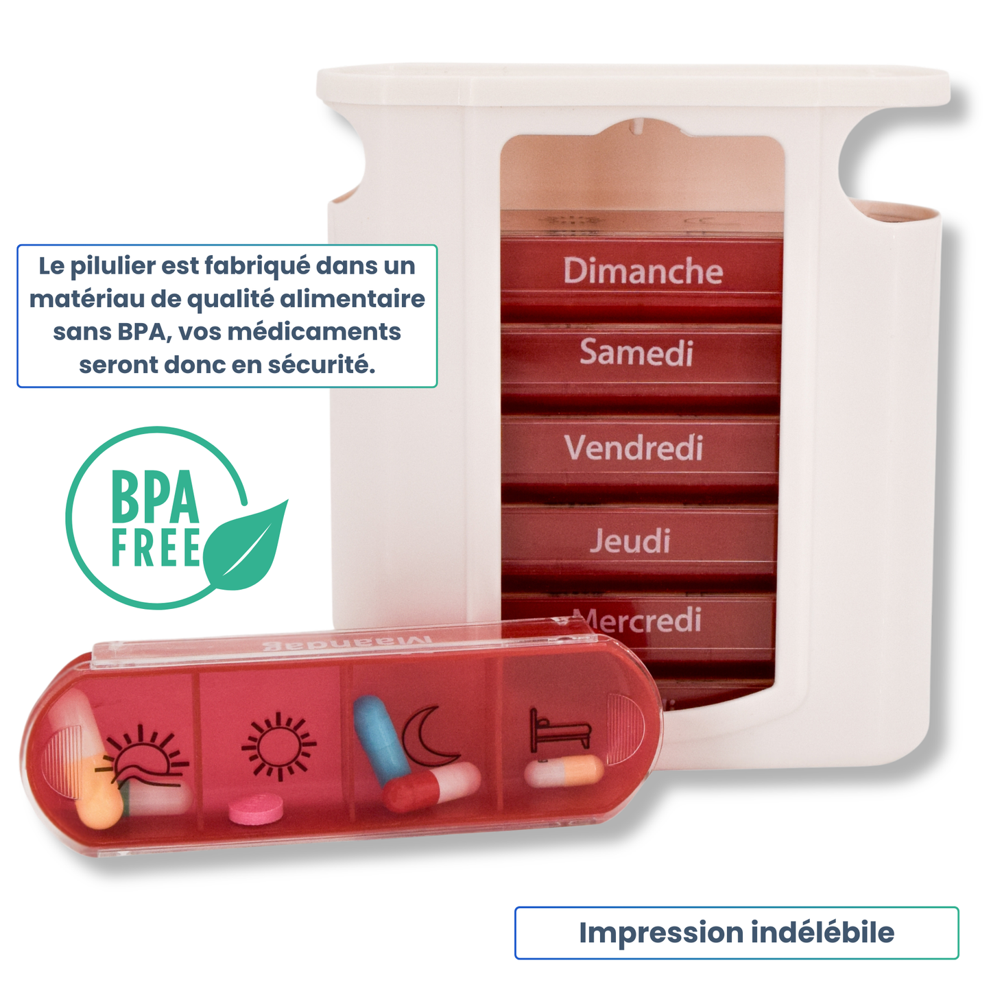 PILULIER SEMAINIER 4 PRISES (TOWER) Français & Néerlandais