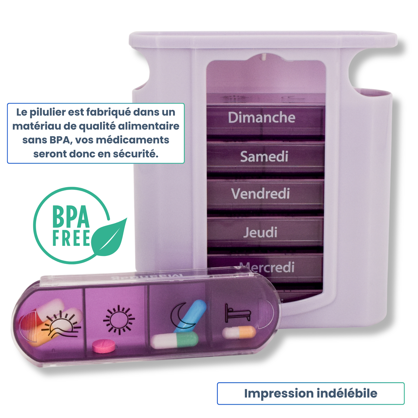 PILULIER SEMAINIER 4 PRISES (TOWER) Français & Néerlandais