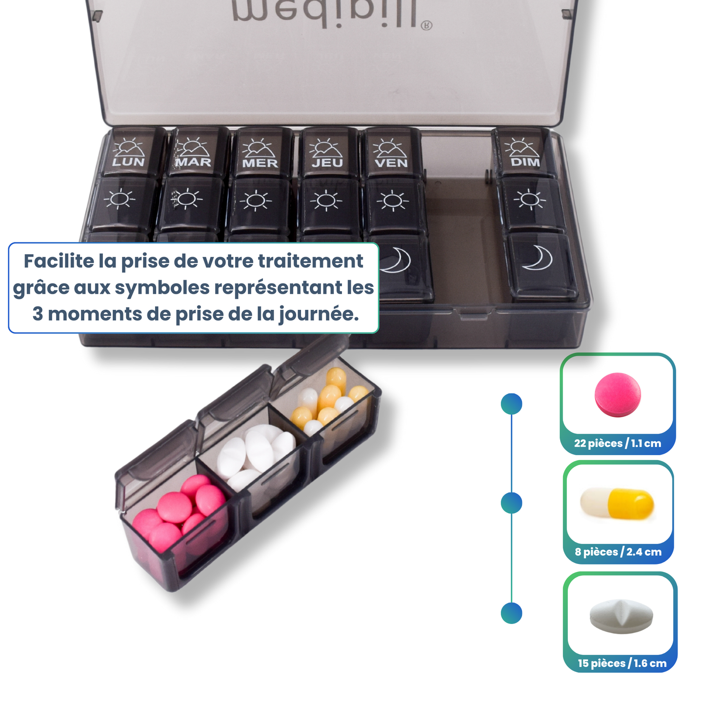 PILULIER SEMAINIER 3 PRISES (Box 21)