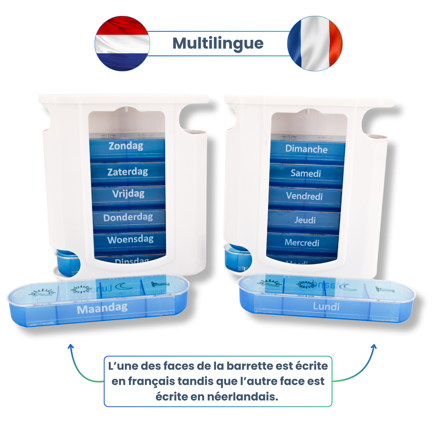 PILULIER SEMAINIER 4 PRISES (TOWER) Français & Néerlandais