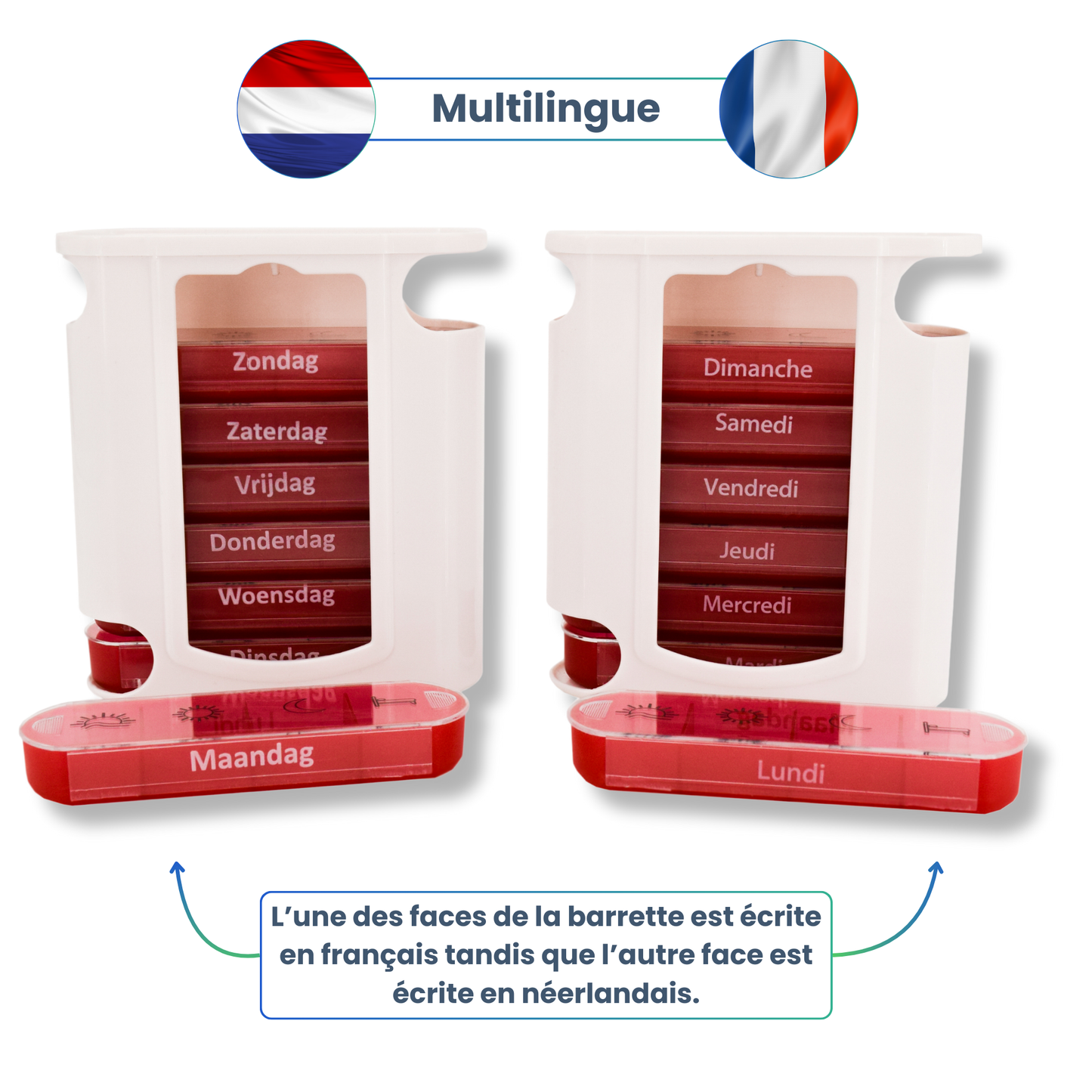 PILULIER SEMAINIER 4 PRISES (TOWER) Français & Néerlandais