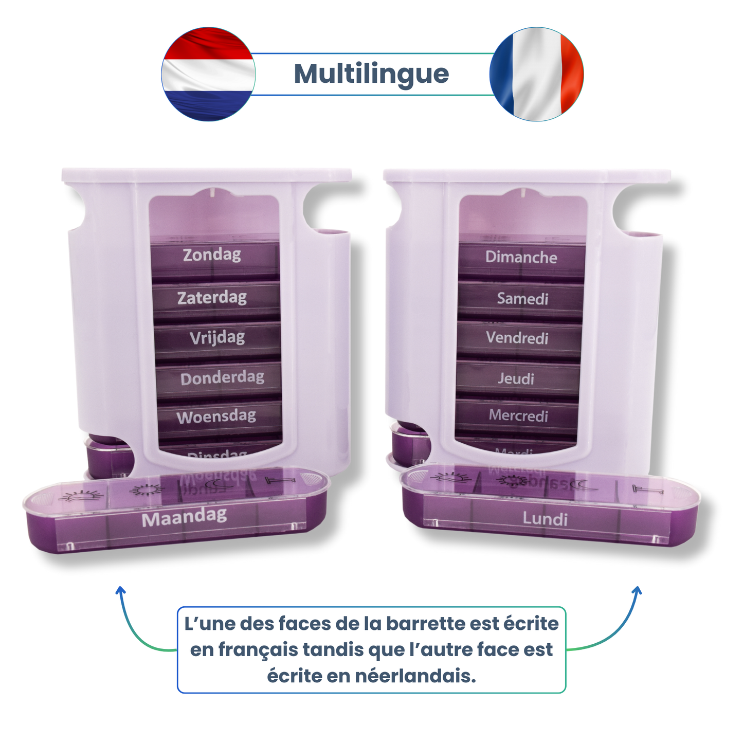 PILULIER SEMAINIER 4 PRISES (TOWER) Français & Néerlandais
