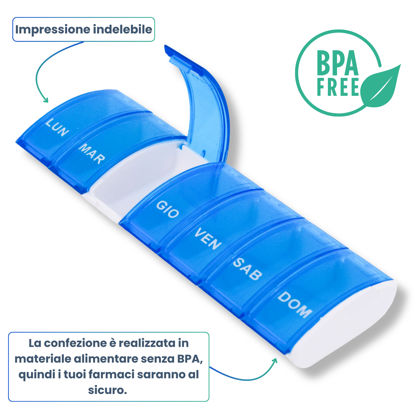 PILULIER SEMAINIER 1 PRISE (BARRETTE SMALL) ITALIEN
