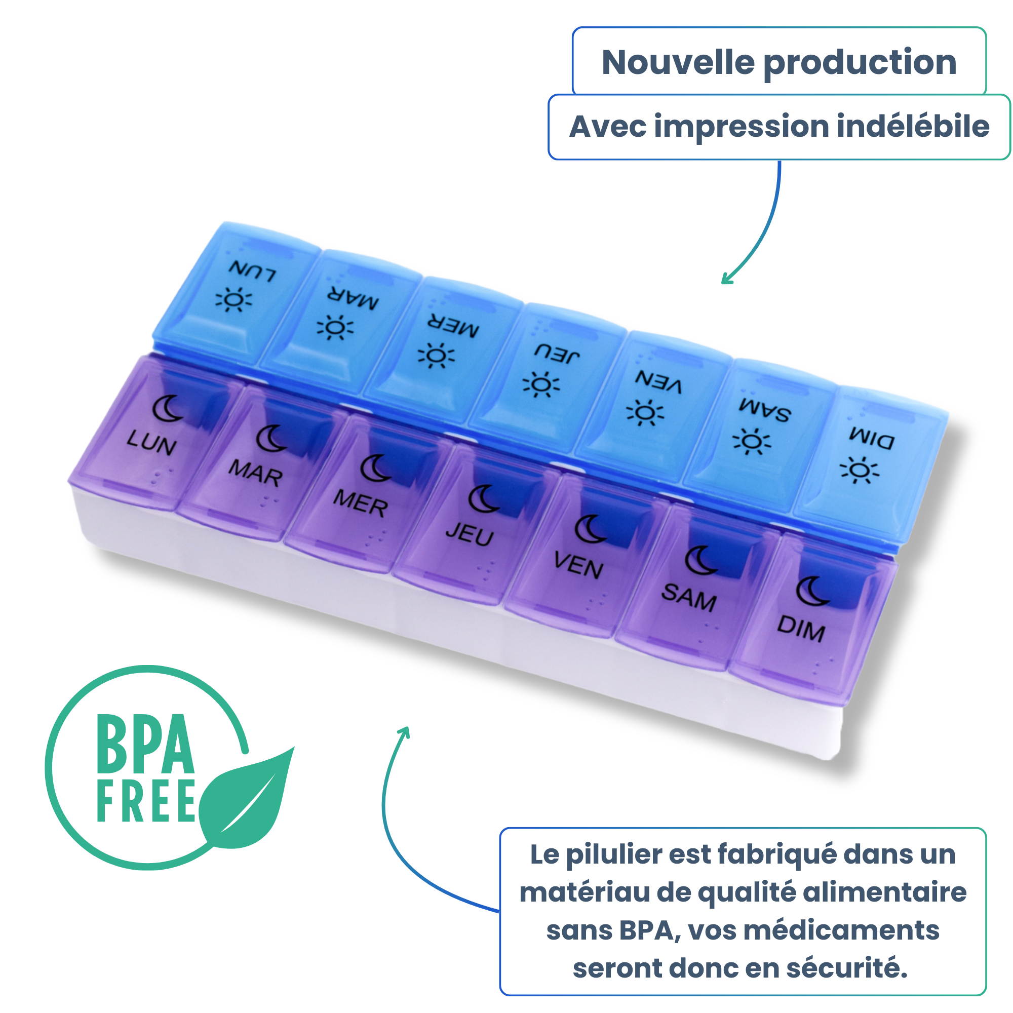 PILULIER SEMAINIER 2 PRISES (Matin/Soir)