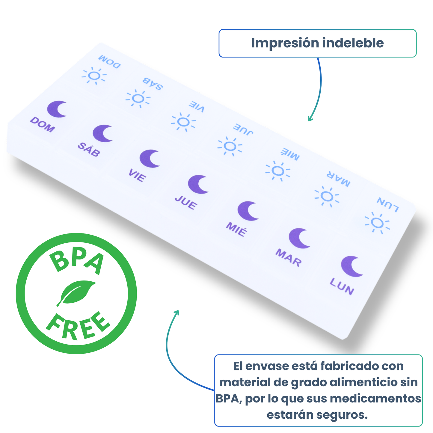 PILULIER SEMAINIER 2 PRISES (Matin/Soir) ESPAGNOL