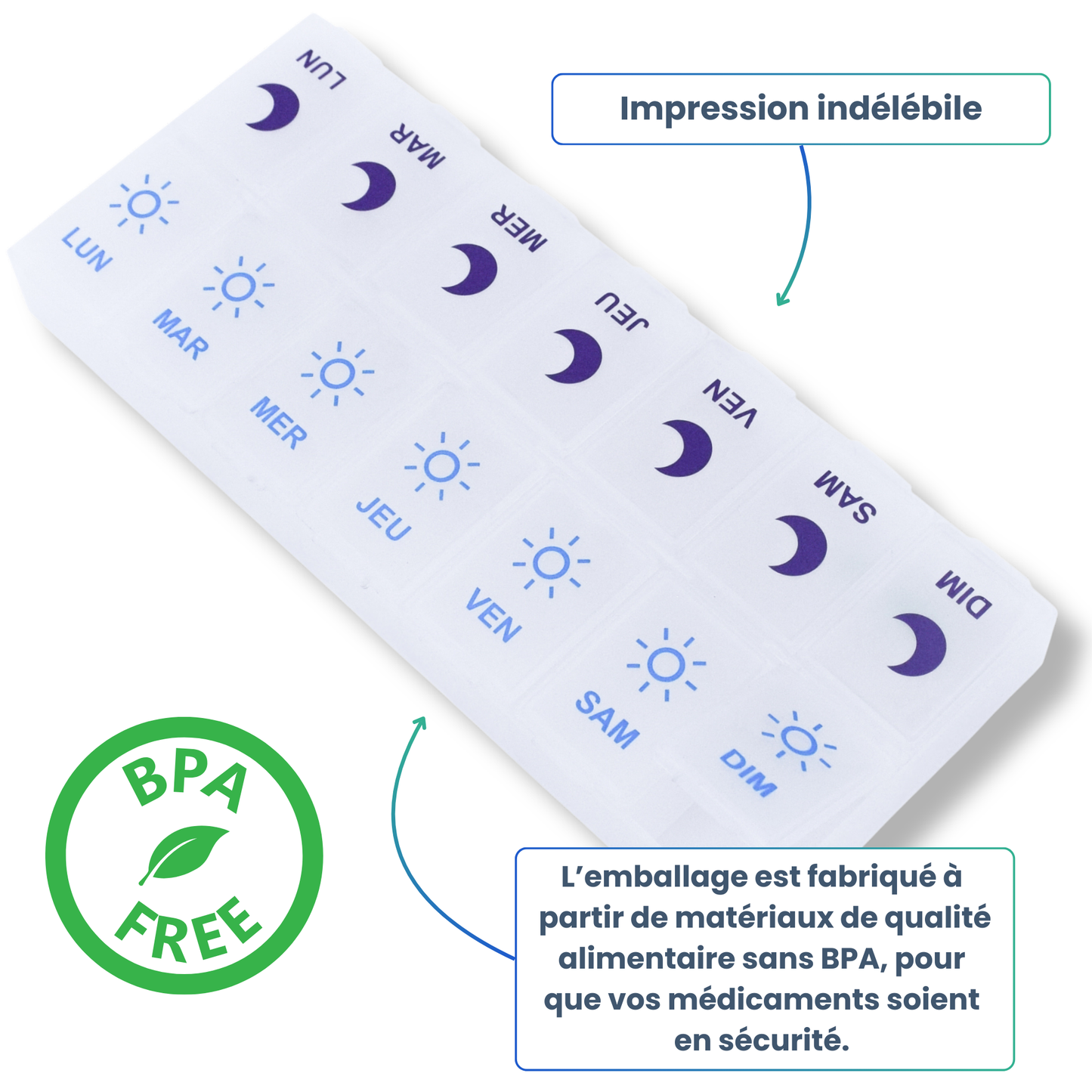 PILULIER SEMAINIER 2 PRISES (Matin/Soir) - Français
