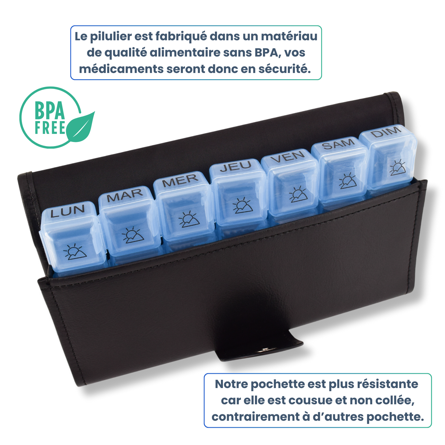 PILULIER SEMAINIER 4 PRISES (GRANDE POCHETTE)