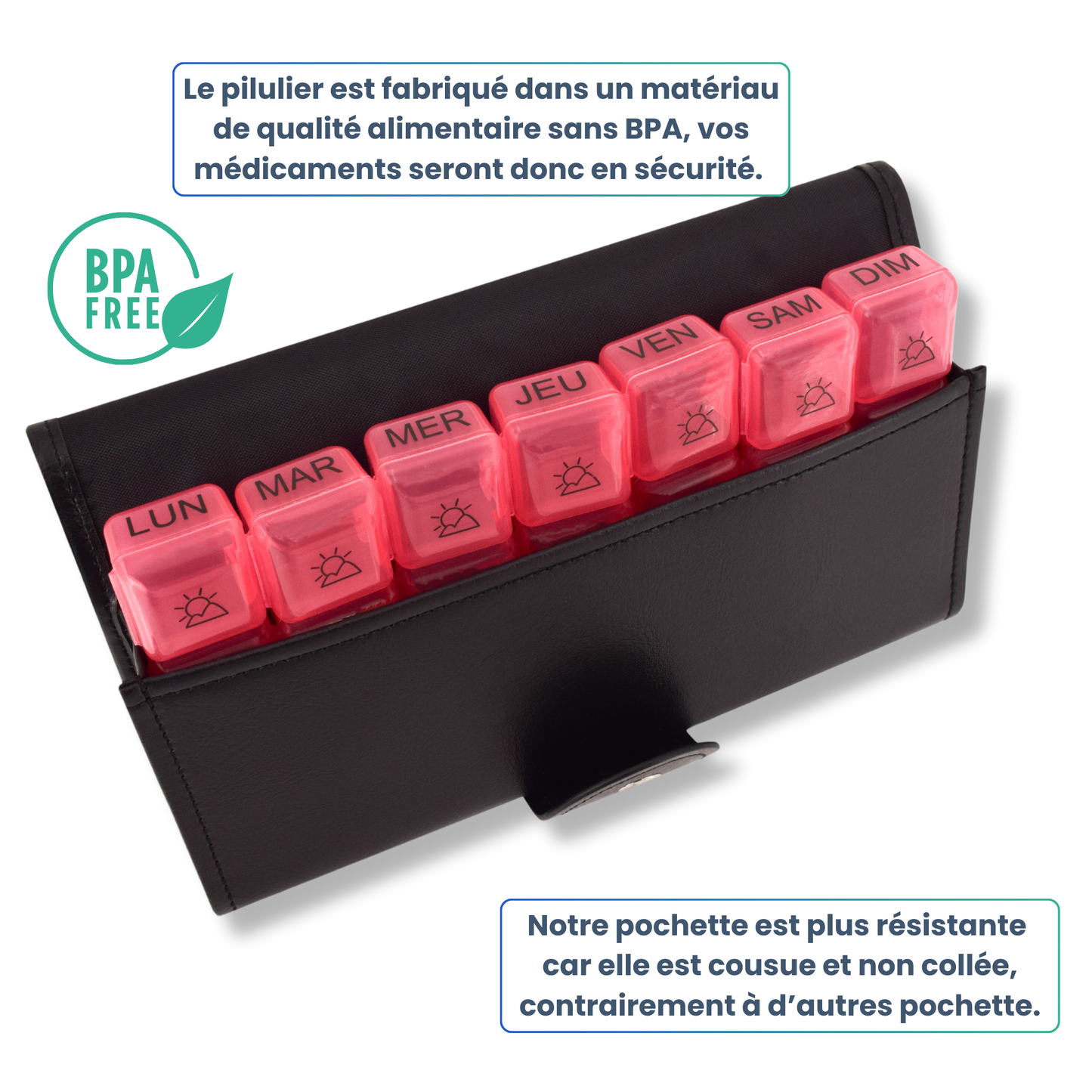 PILULIER SEMAINIER 4 PRISES (GRANDE POCHETTE)