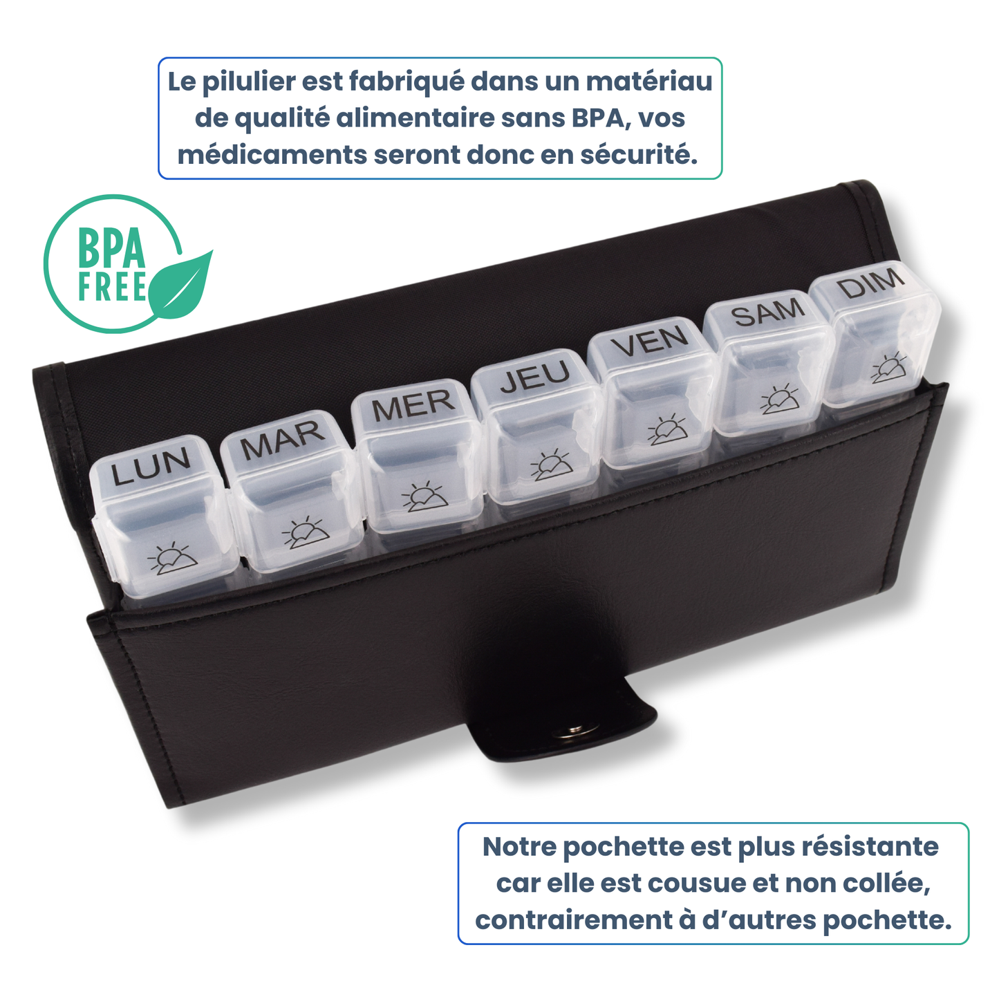 PILULIER SEMAINIER 4 PRISES (GRANDE POCHETTE)