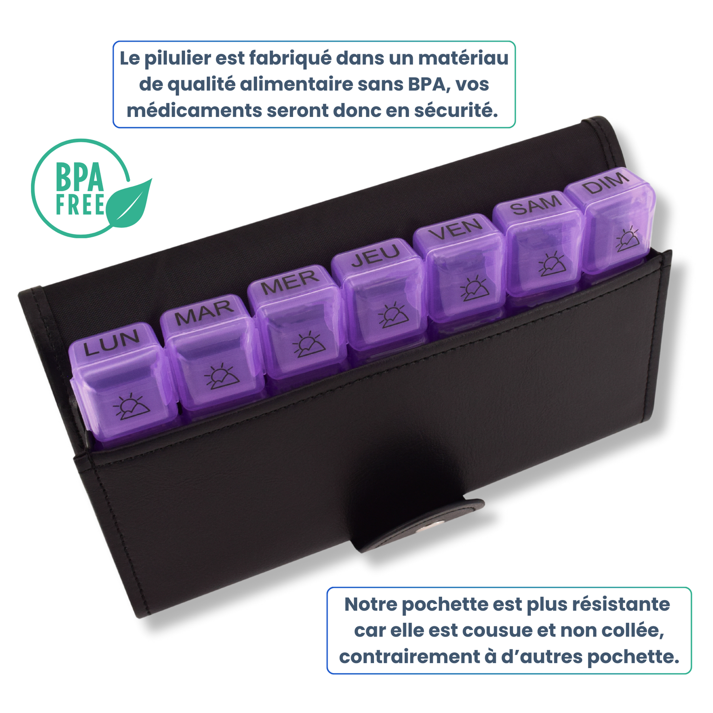 PILULIER SEMAINIER 4 PRISES (GRANDE POCHETTE)