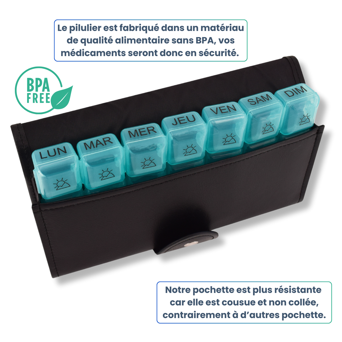 PILULIER SEMAINIER 4 PRISES (GRANDE POCHETTE)