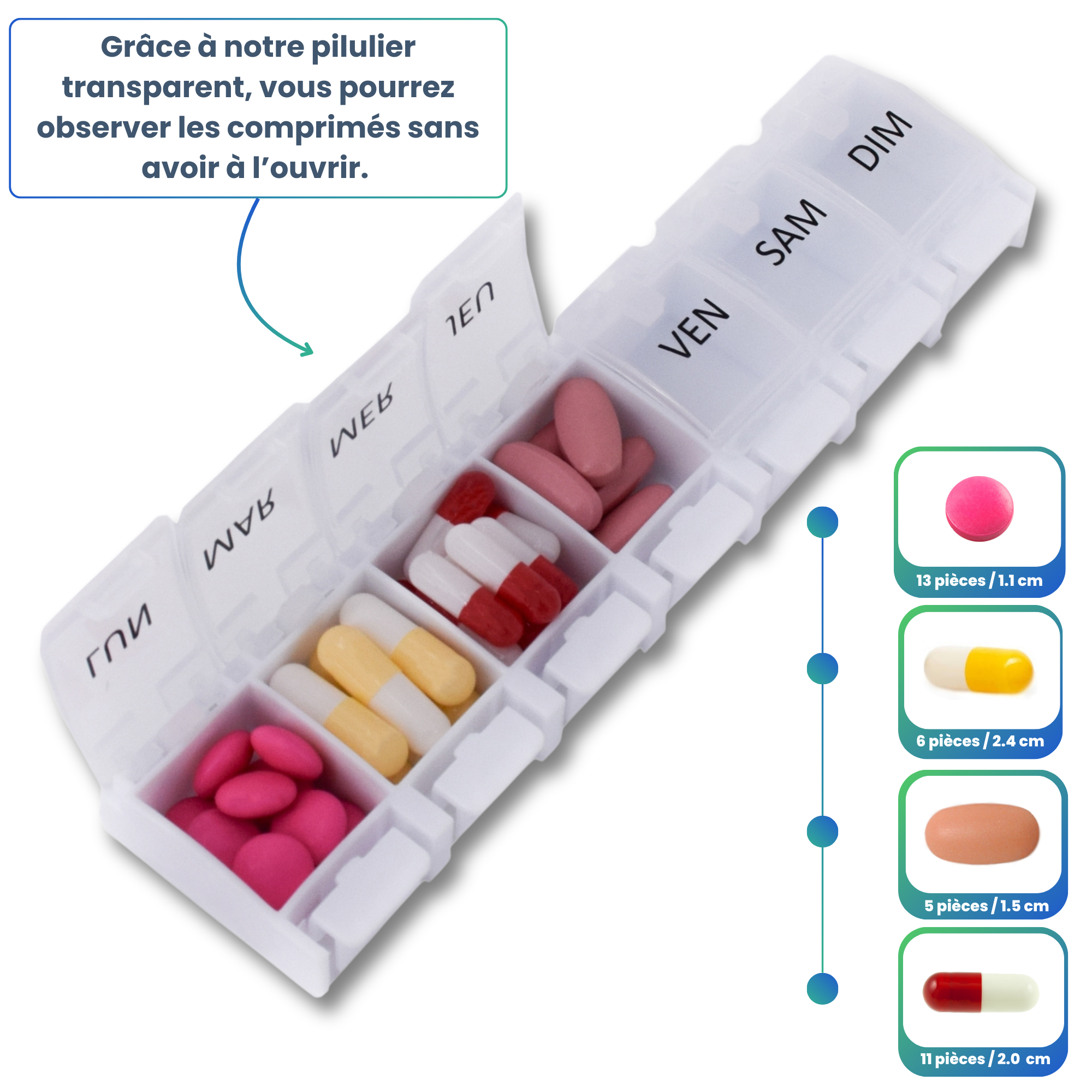 WEEKLY PILL BOX 1 SOCKET (BARRETTE)