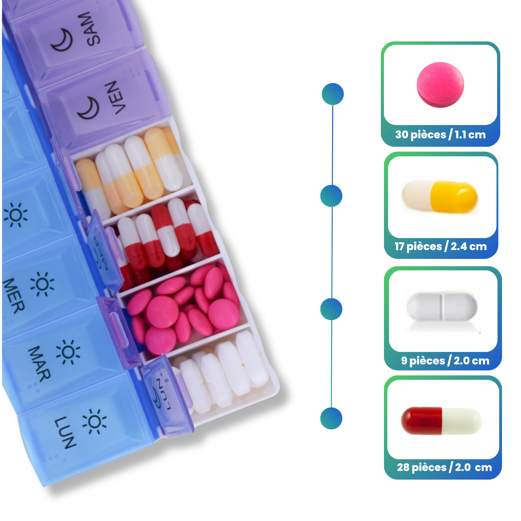 WEEKLY PILL BOX 2 SOCKETS (9 PIECES)