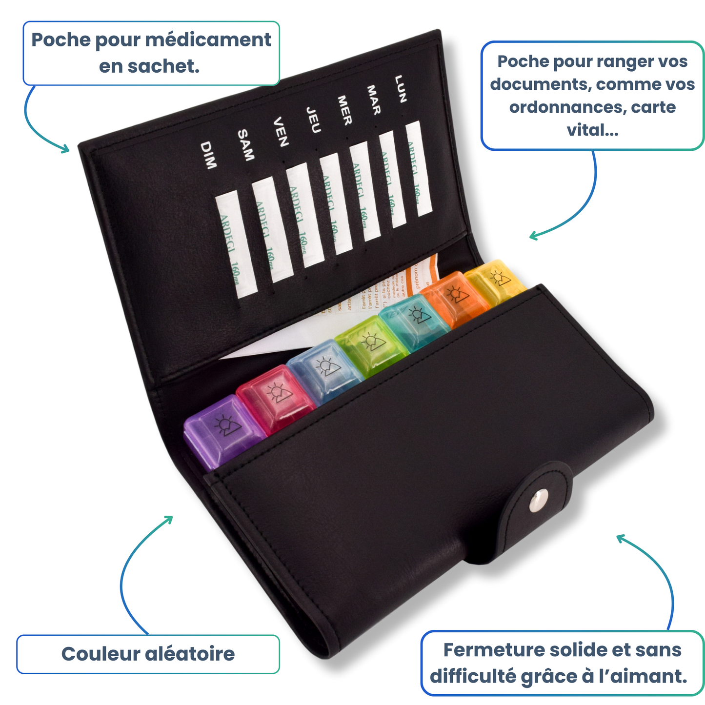 PILULIER SEMAINIER 4 PRISES (GRANDE POCHETTE)