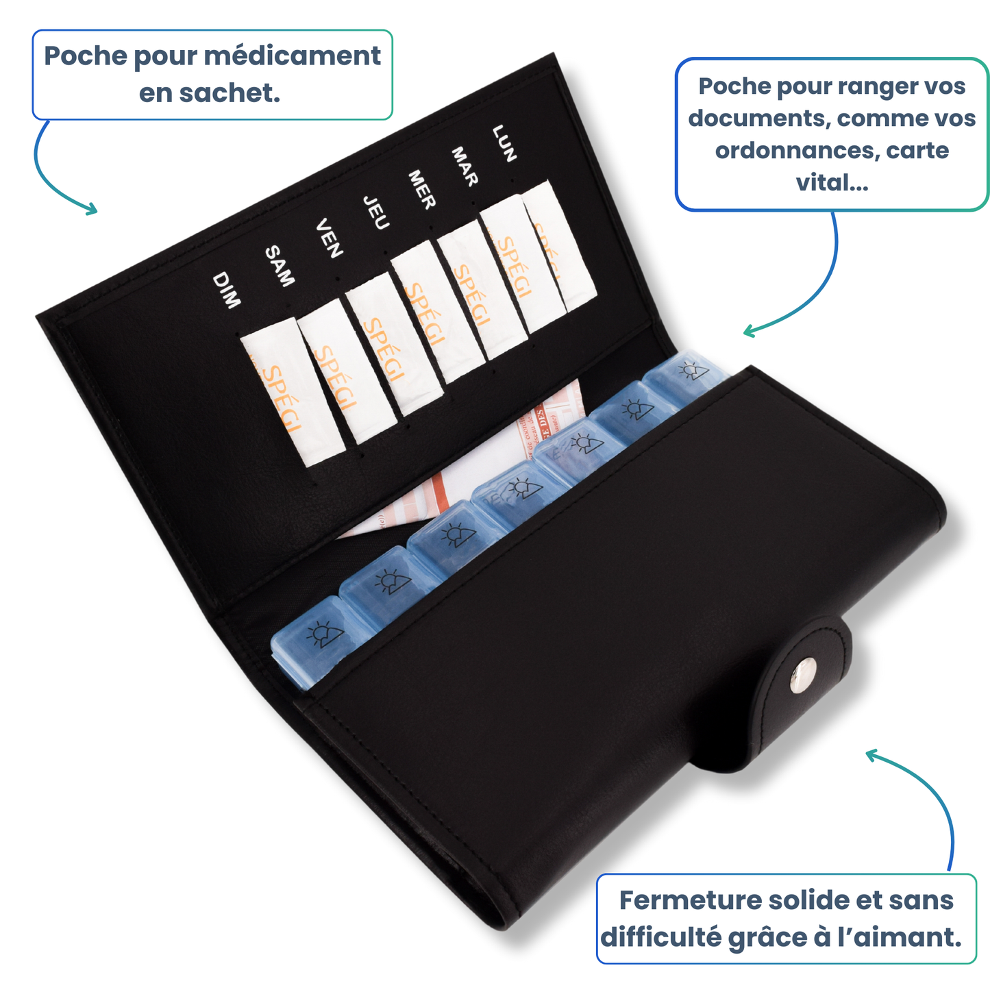 PILULIER SEMAINIER 4 PRISES (GRANDE POCHETTE)