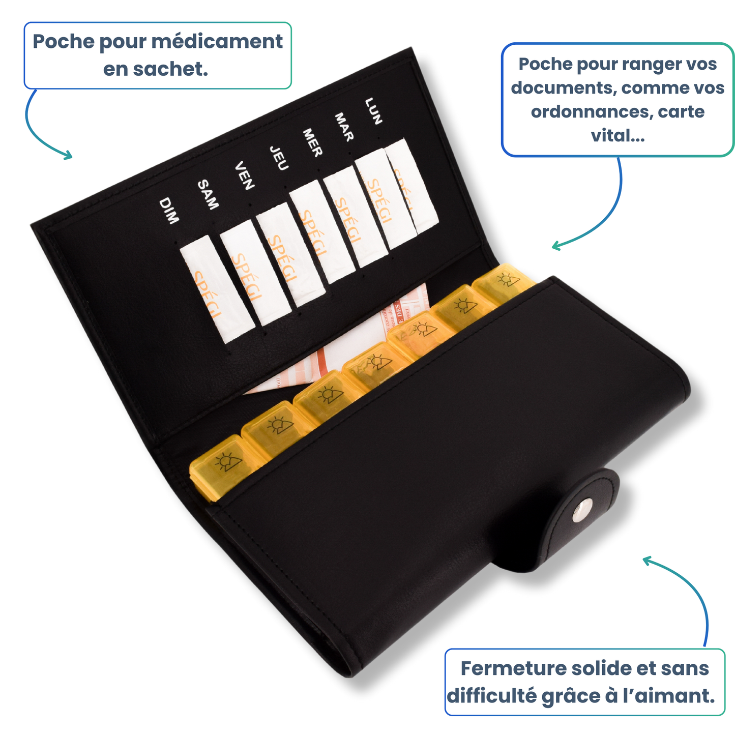 PILULIER SEMAINIER 4 PRISES (GRANDE POCHETTE)