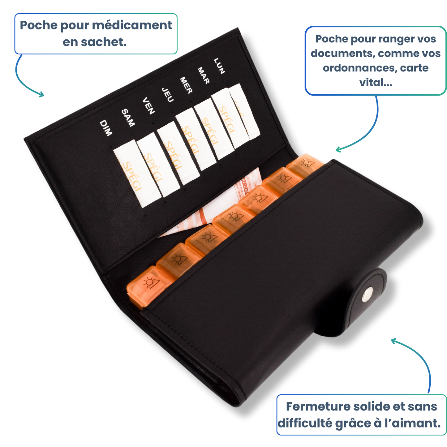 PILULIER SEMAINIER 4 PRISES (GRANDE POCHETTE)