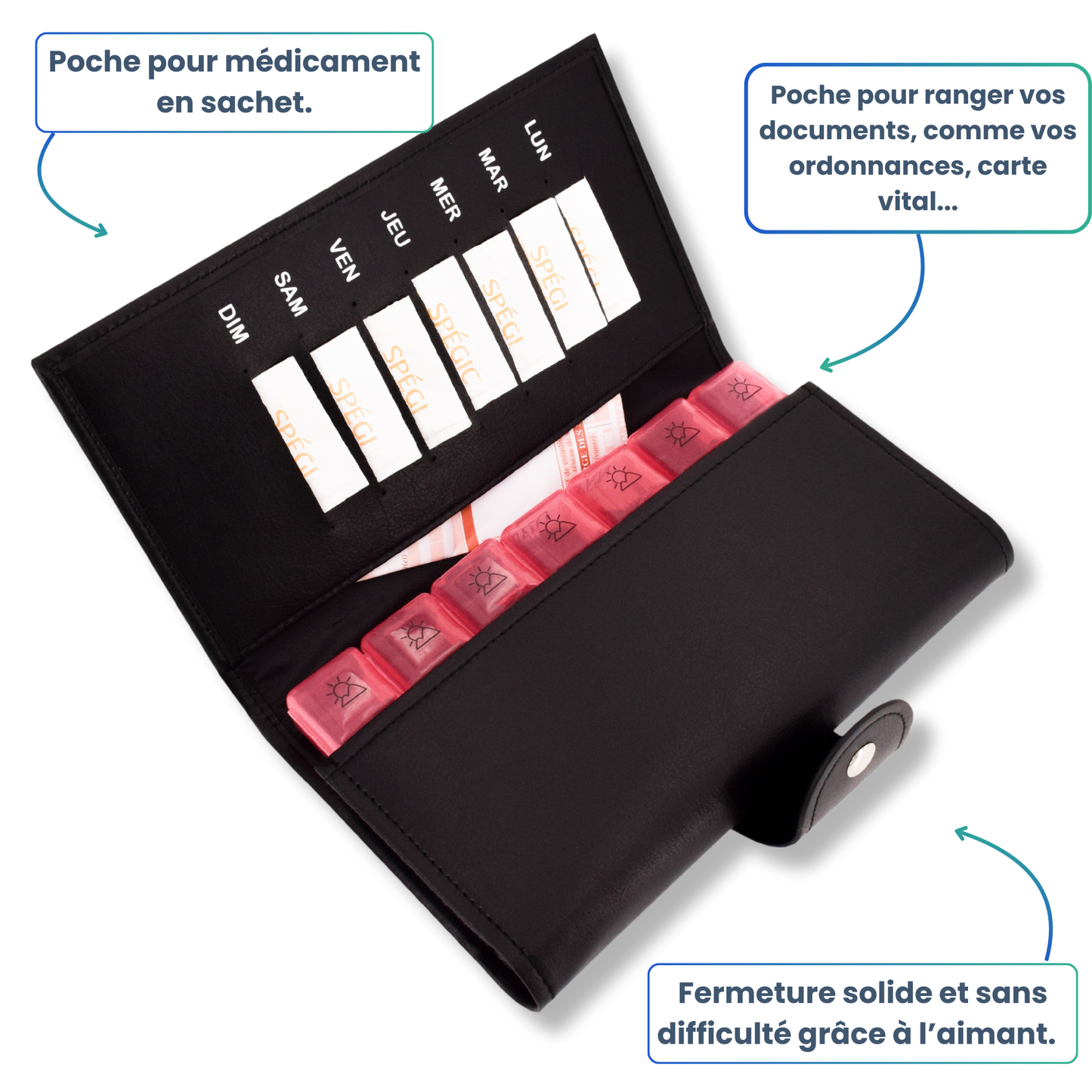 PILULIER SEMAINIER 4 PRISES (GRANDE POCHETTE)