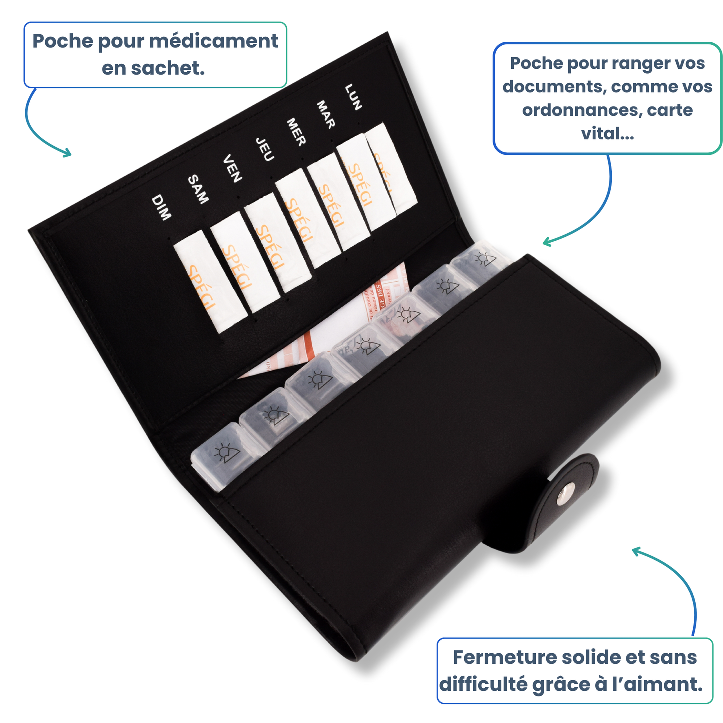 PILULIER SEMAINIER 4 PRISES (GRANDE POCHETTE)