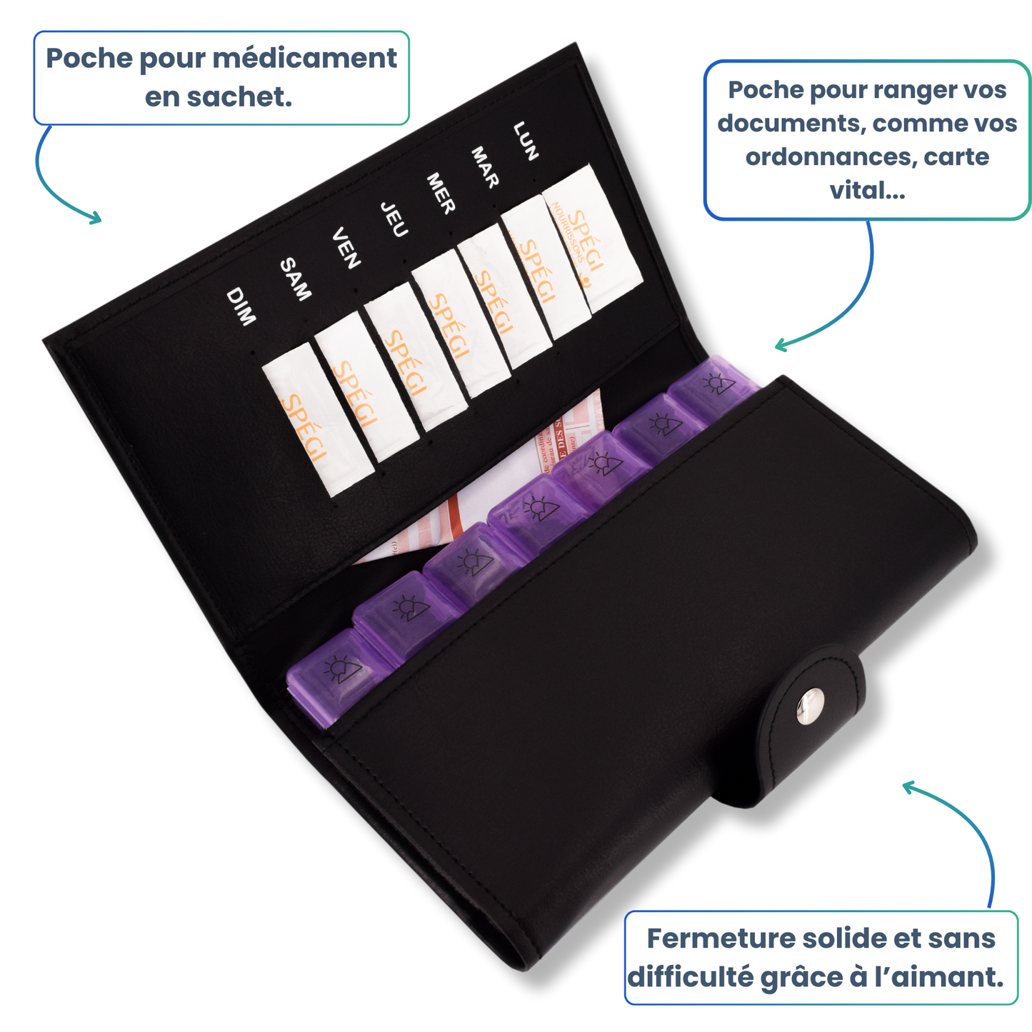 PILULIER SEMAINIER 4 PRISES (GRANDE POCHETTE)