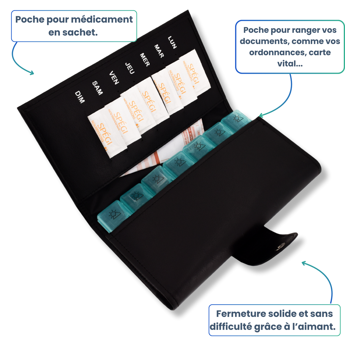 PILULIER SEMAINIER 4 PRISES (GRANDE POCHETTE)