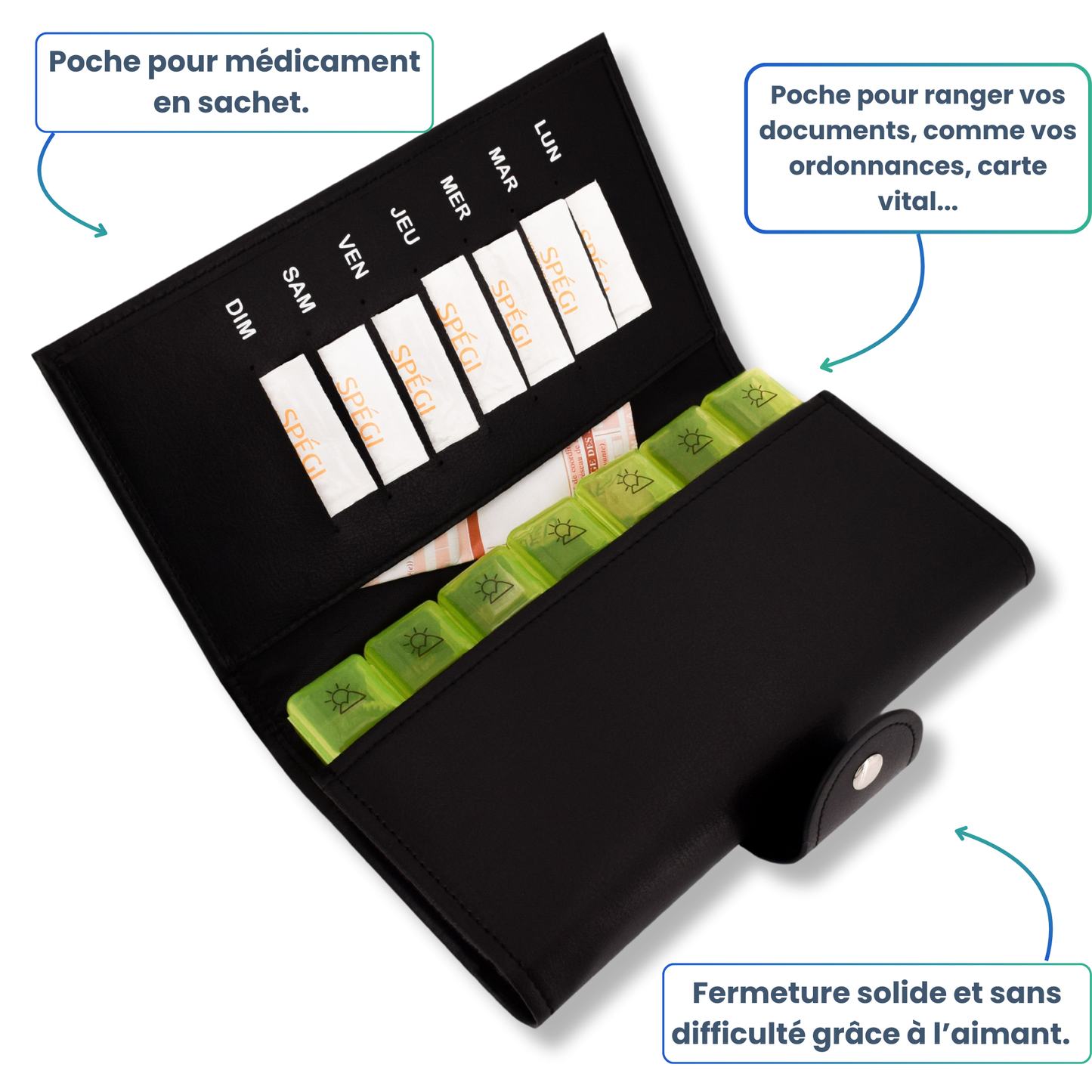 PILULIER SEMAINIER 4 PRISES (GRANDE POCHETTE)