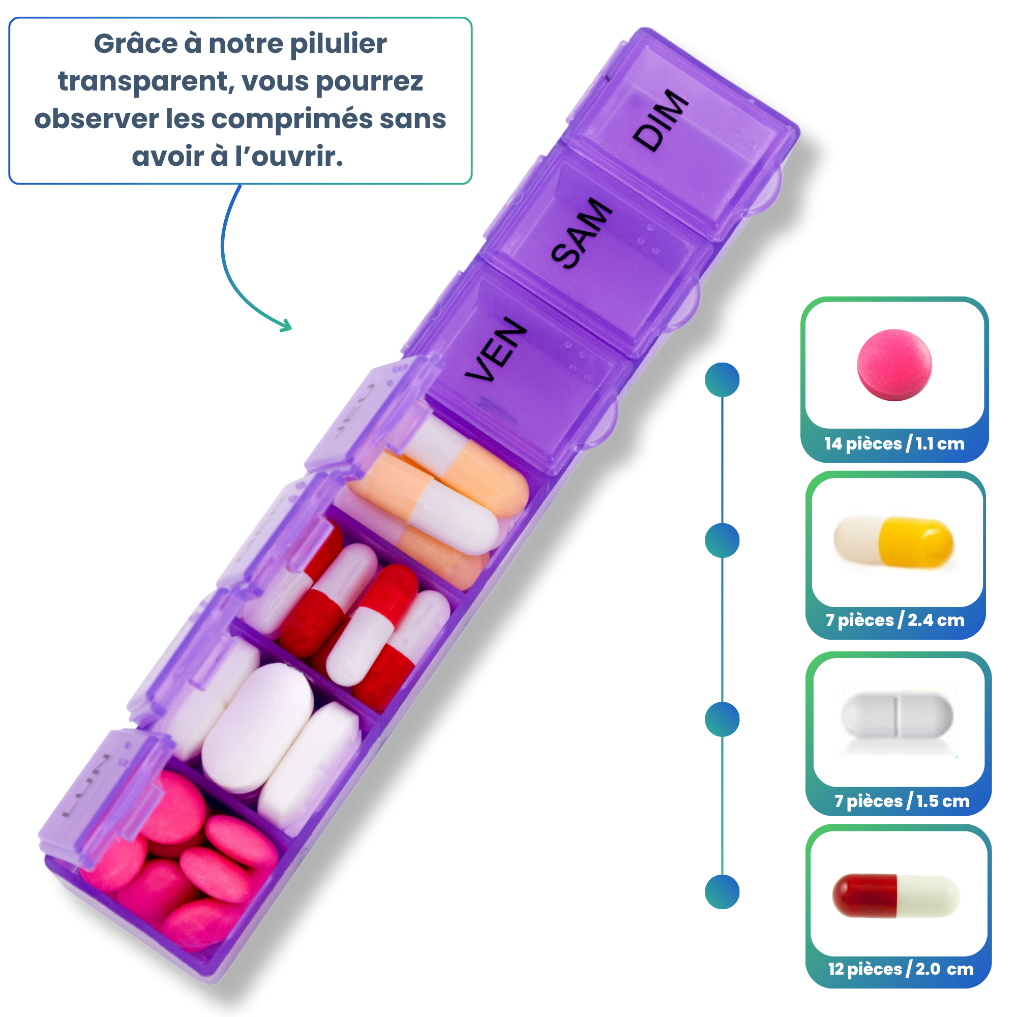 PILULIER SEMAINIER 1 PRISE (BARRETTE)