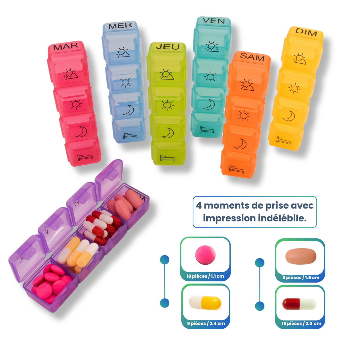 PILULIER SEMAINIER 4 PRISES (GRANDE POCHETTE)