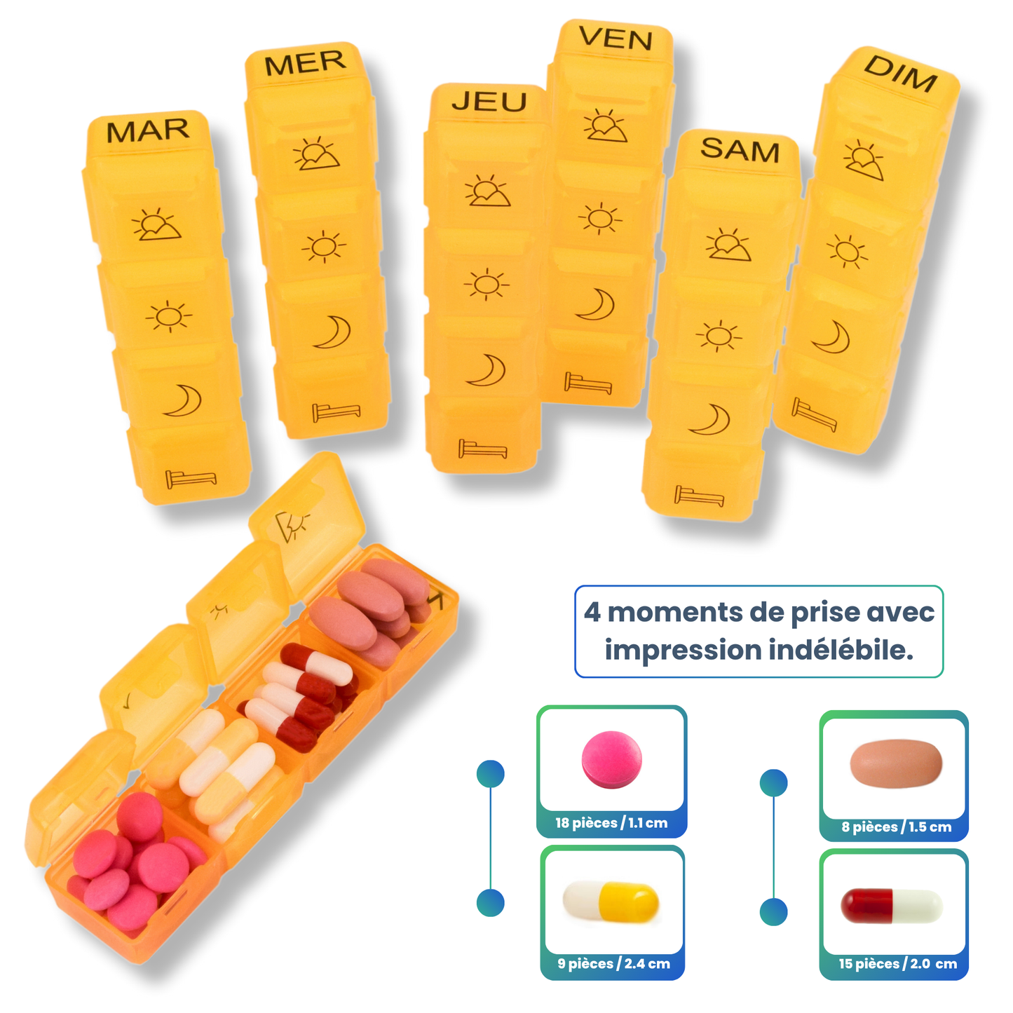 PILULIER SEMAINIER 4 PRISES (GRANDE POCHETTE)