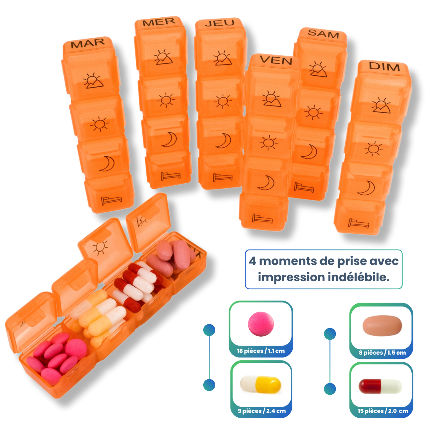PILULIER SEMAINIER 4 PRISES (GRANDE POCHETTE)