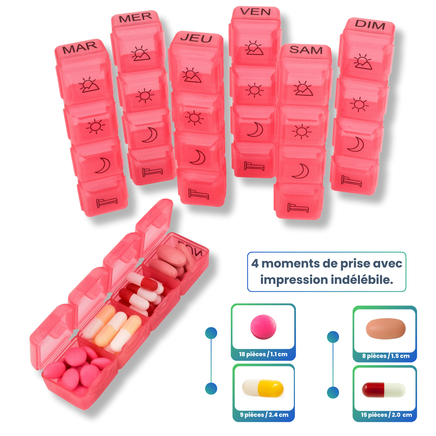 PILULIER SEMAINIER 4 PRISES (GRANDE POCHETTE)