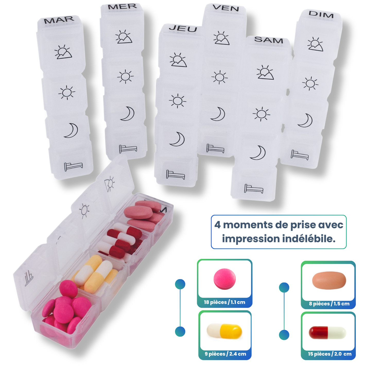 PILULIER SEMAINIER 4 PRISES (GRANDE POCHETTE)