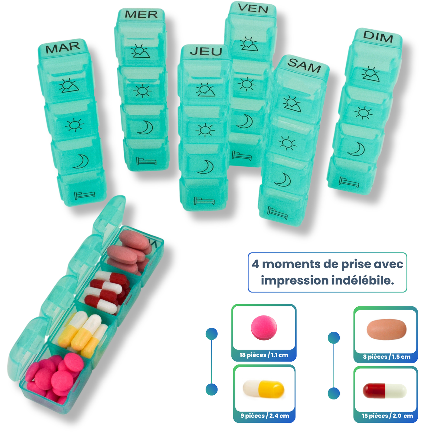 PILULIER SEMAINIER 4 PRISES (GRANDE POCHETTE)