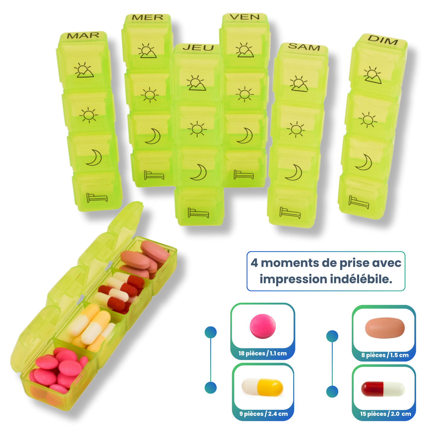 PILULIER SEMAINIER 4 PRISES (GRANDE POCHETTE)