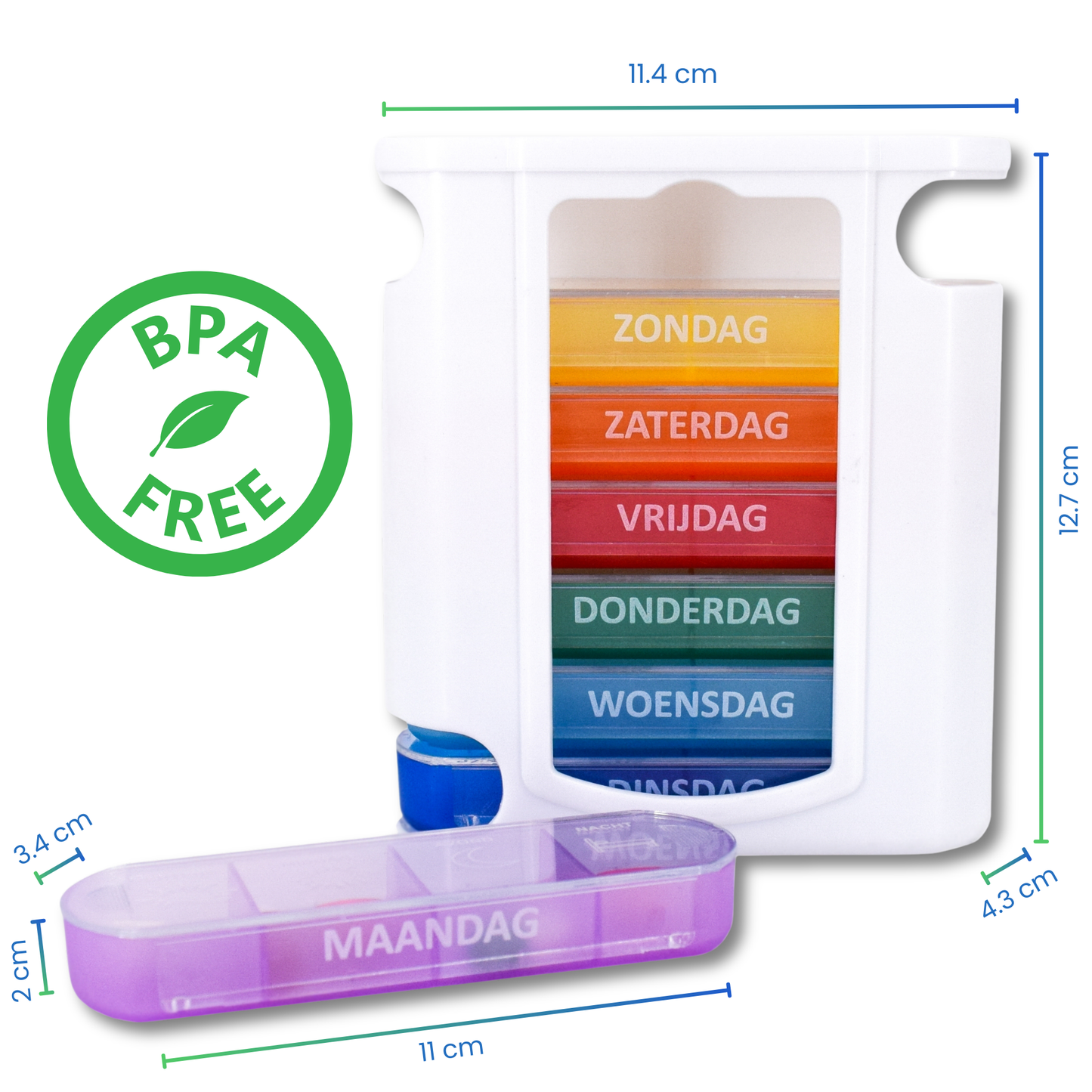 Weekly Pill Organizer, 4 Doses (Tower) Dutch 