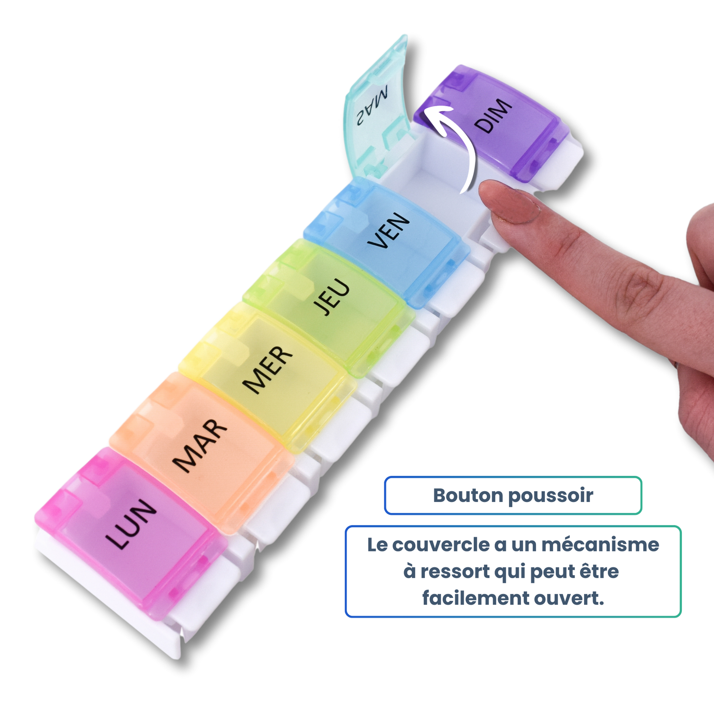 PILULIER SEMAINIER 1 PRISE (BARRETTE A BOUTON)