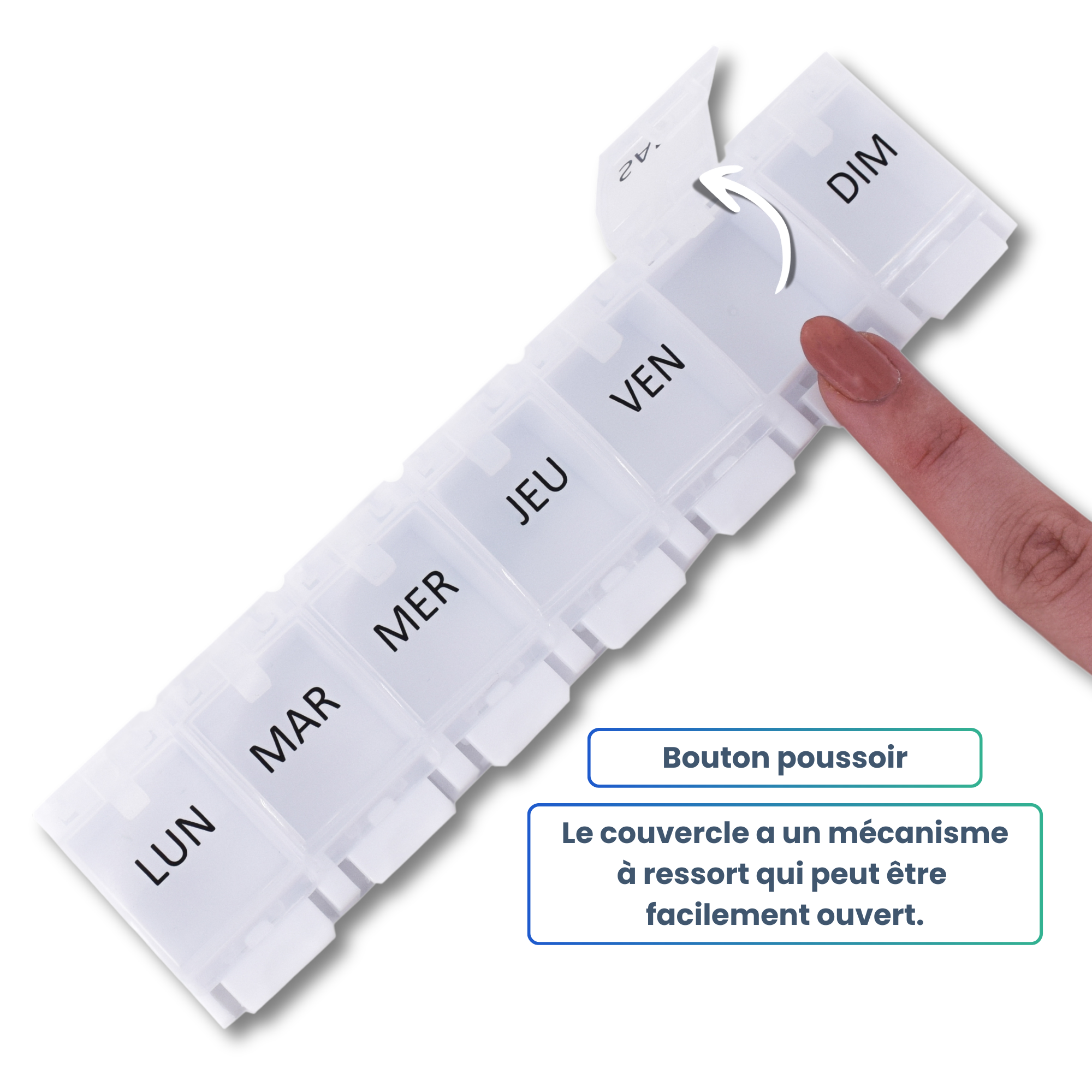 PILULIER SEMAINIER 1 PRISE (BARRETTE A BOUTON)