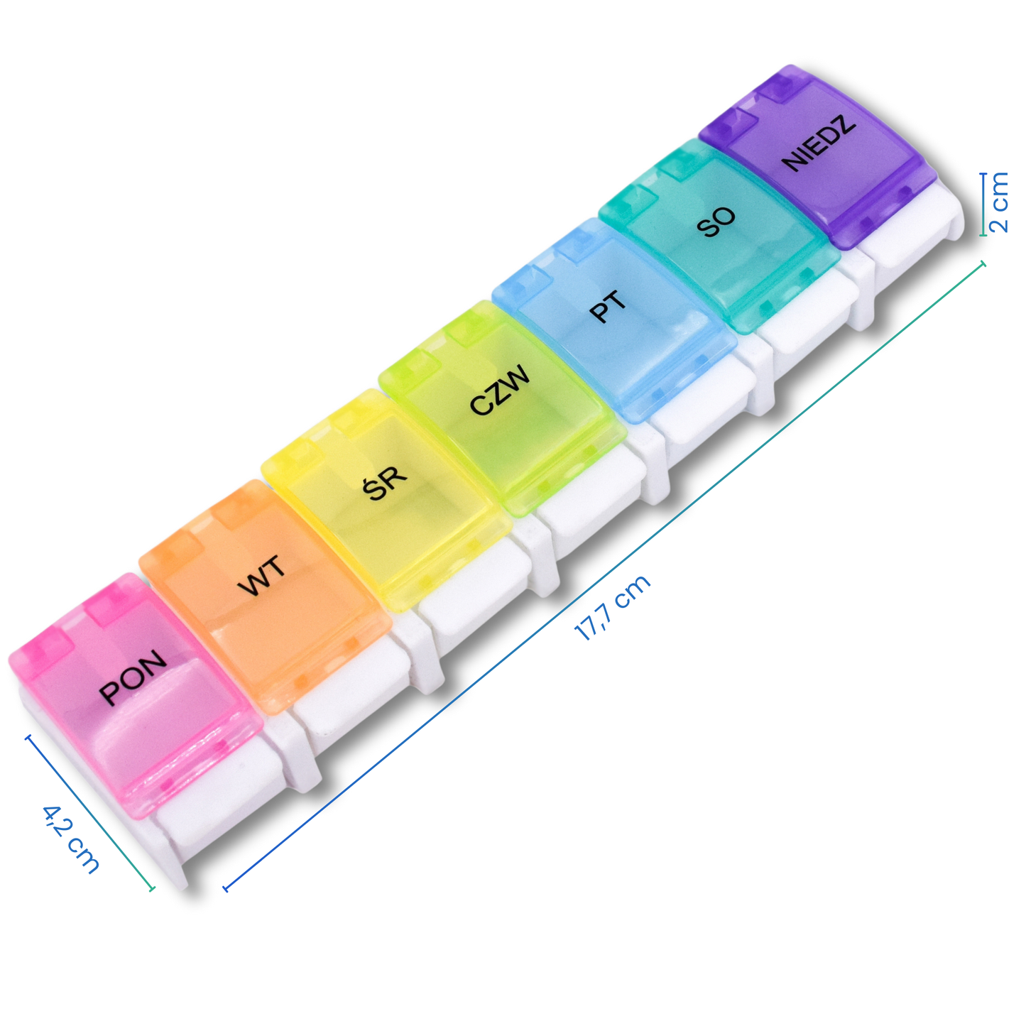 ORGANIZZATORE DI PILLOLE SETTIMANALE 1 DOSE (striscia di bottoni) Lucido