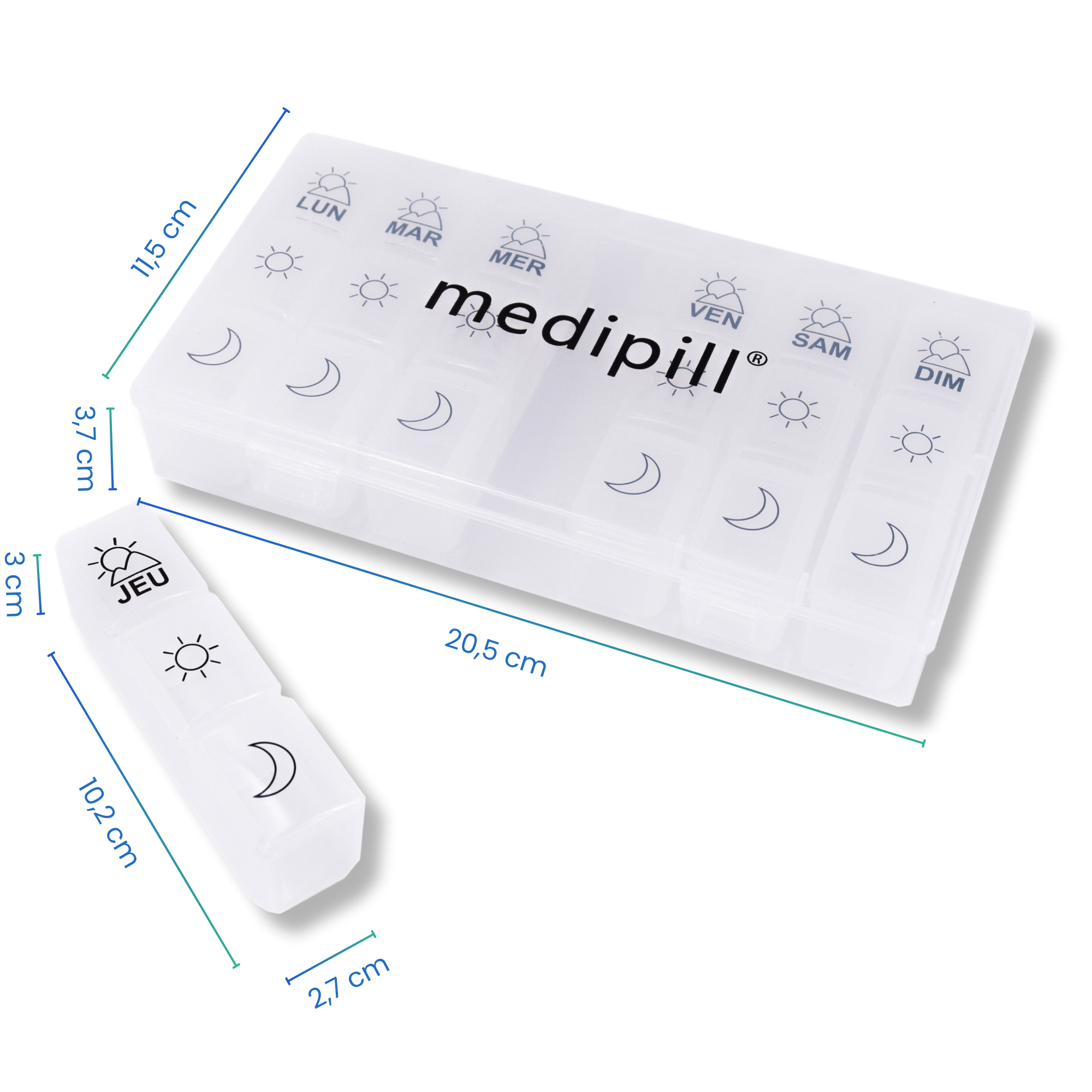 WEEKLY PILL BOX 3 SOCKETS (6 PIECES)