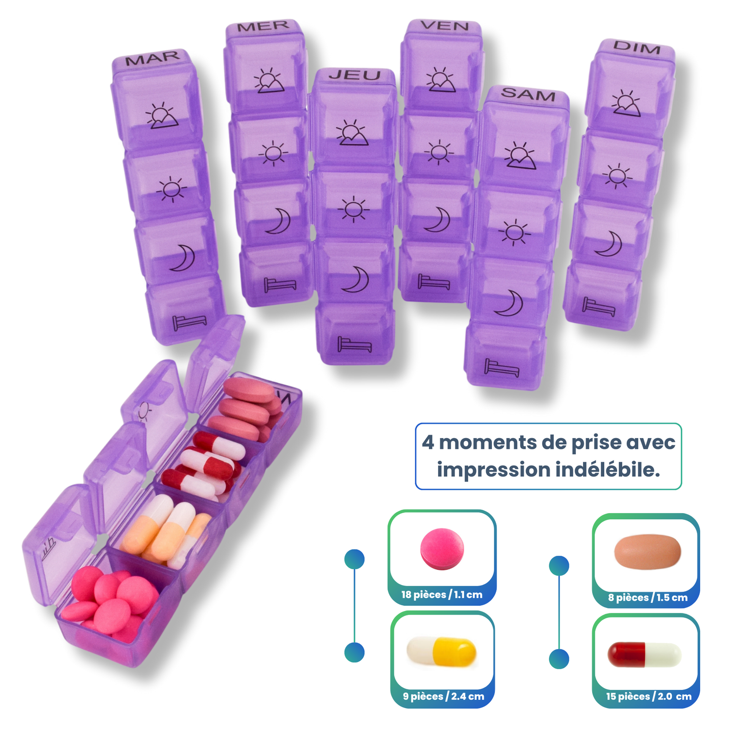 PILULIER SEMAINIER 4 PRISES (GRANDE POCHETTE)