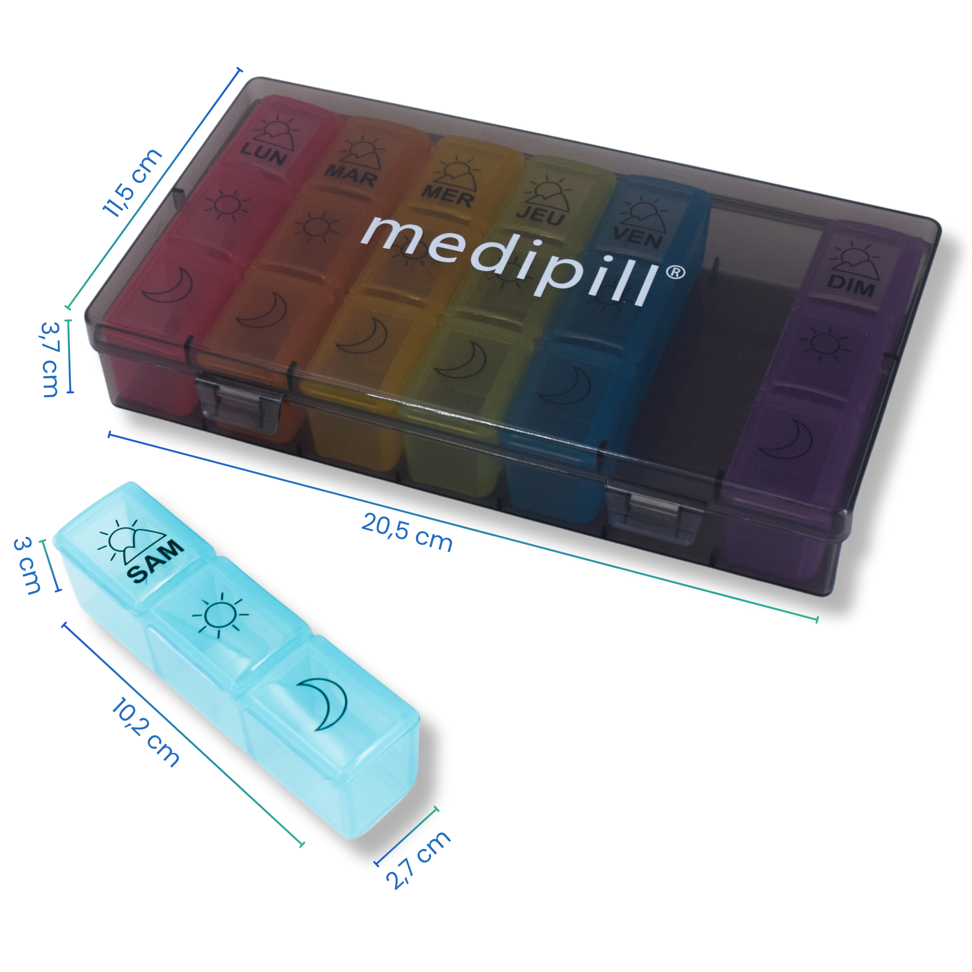 WEEKLY PILL BOX 3 SOCKETS (6 PIECES)