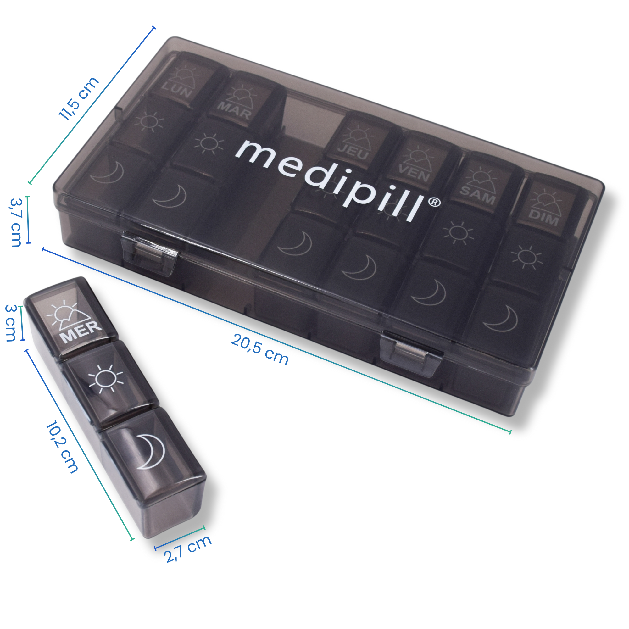 WEEKLY PILL BOX 3 SOCKETS (6 PIECES)