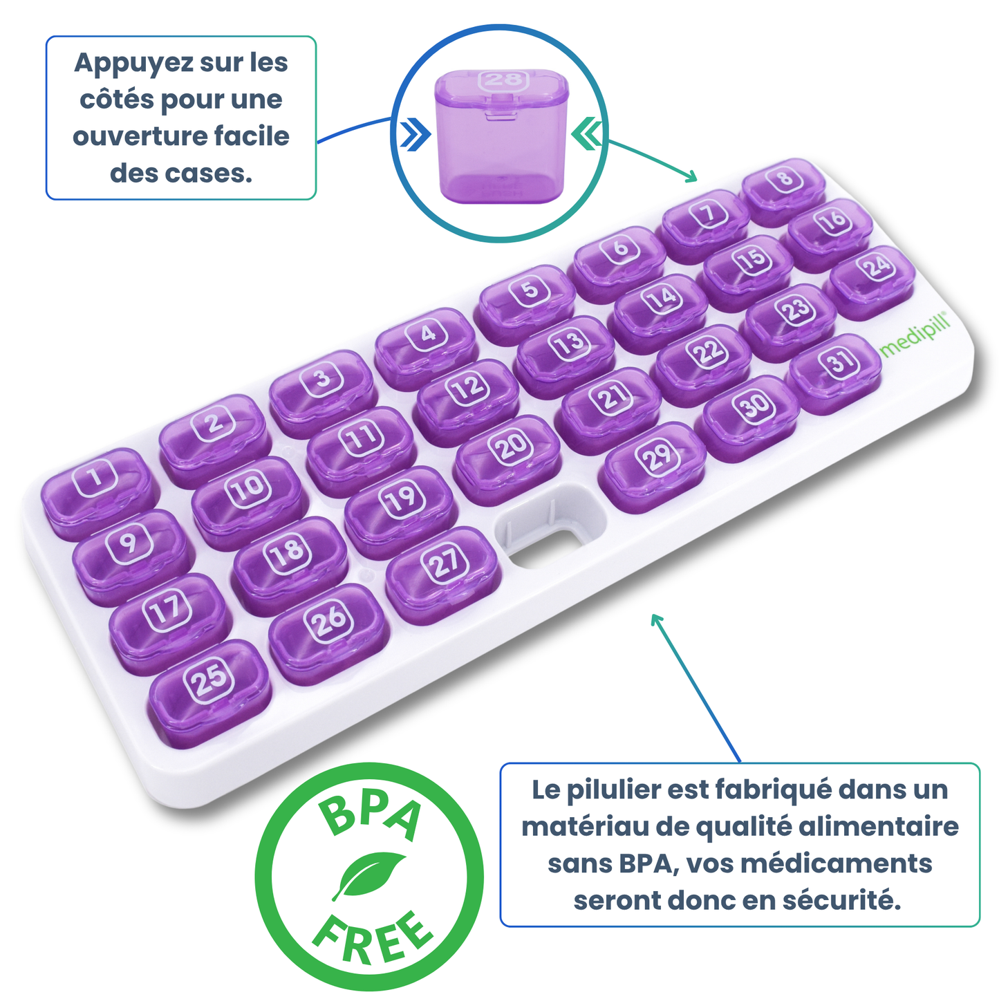 MONATLICHE PILLENPACKUNG 1 DOSIS (RECHTECKIG) 