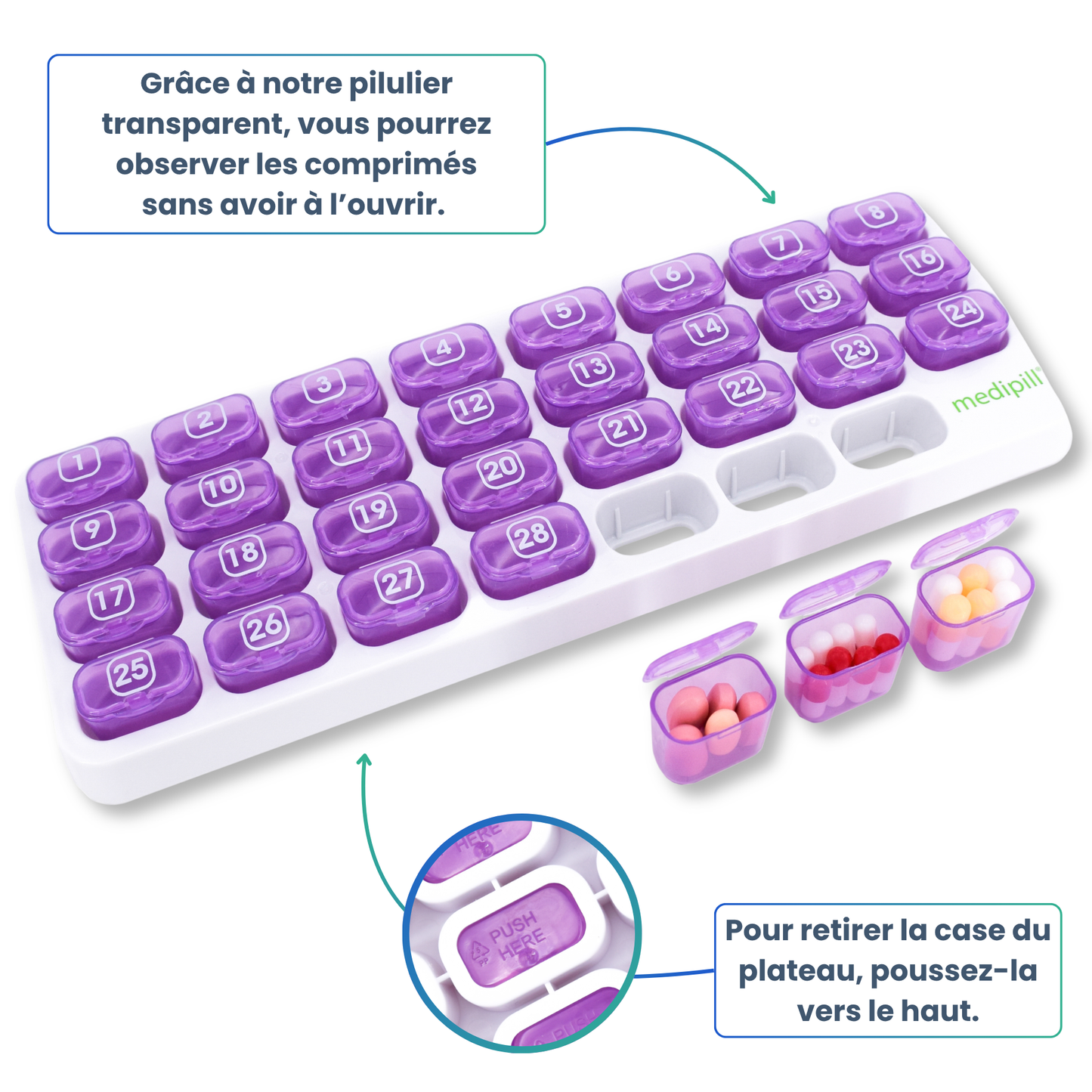 MONATLICHE PILLENPACKUNG 1 DOSIS (RECHTECKIG) 